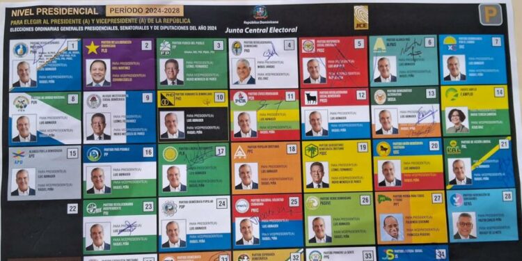 En la boleta presidencial para las elecciones de mayo Abinader aparece en 21 recuadros y Leonel en 5